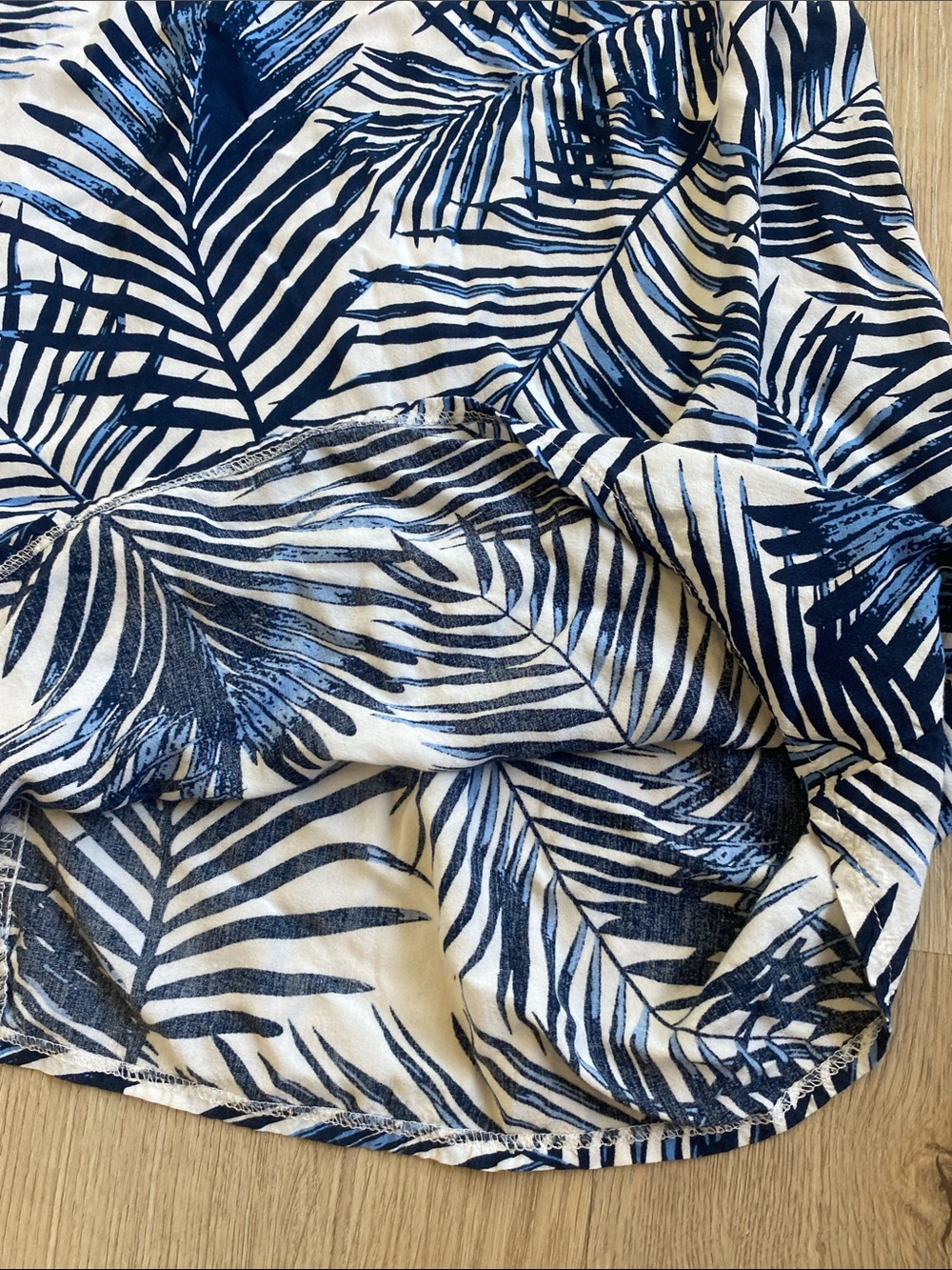 Molly Bracken Tropical Palm Print Midi Dress Lace Trim Blue White Sundress Small - Picture 6 of 12